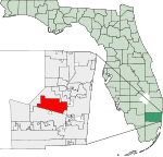 Map of Florida highlighting Plantation